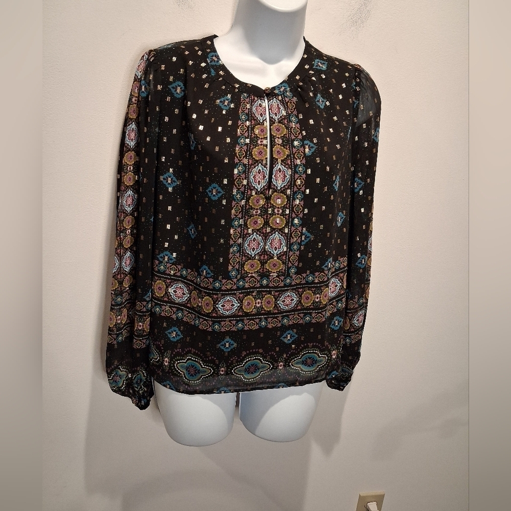 New Loft Size S Boho Print Long Sleeves Blouse